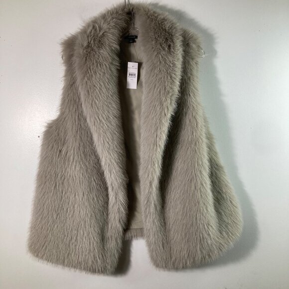 Womens Ann Taylor Faux Fur Vest Lined M/L Tan NWT Polyester Nylon - Picture 1 of 9